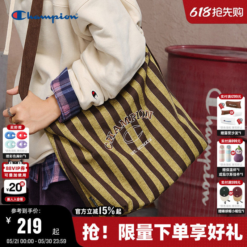 Champion冠军斜挎包26夏季新款女大容量帆布包双面可背通勤单肩包