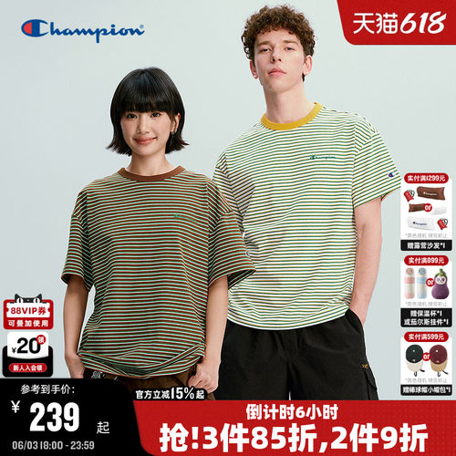 Champion复古条纹短袖T恤