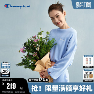 Champion冠军春秋新款 宽松收腰圆领卫衣女潮牌运动休闲短上衣