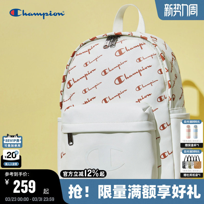 Champion冠军双肩包春季女大容量情侣老花时尚通勤背包男校园书包