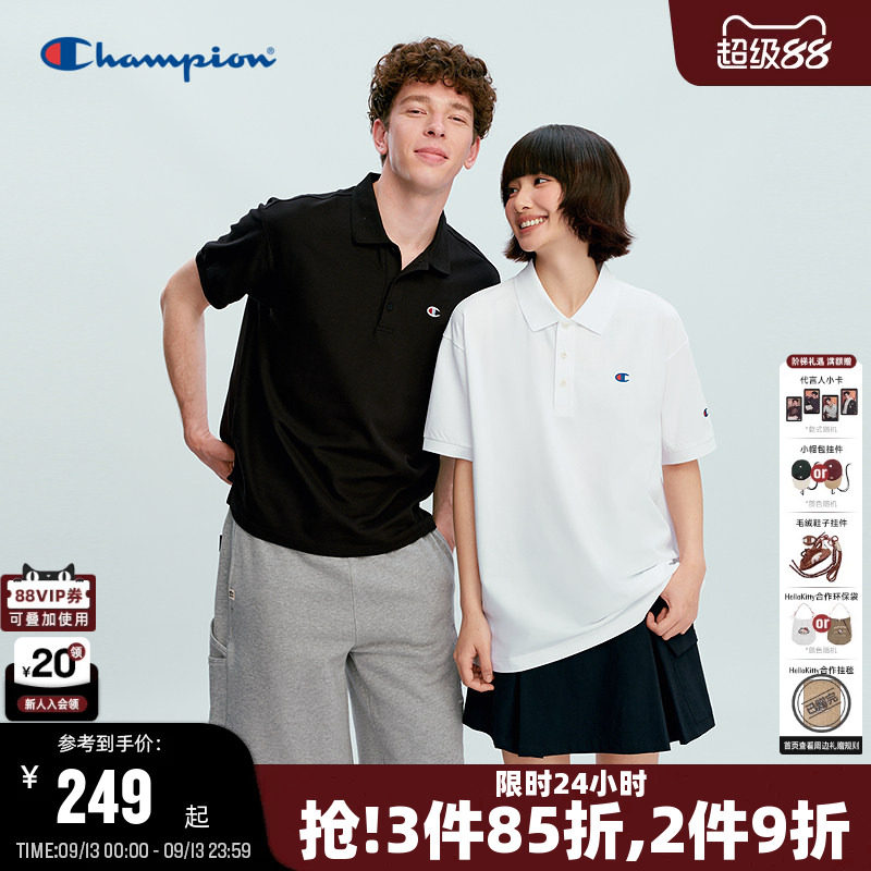 Champion简约纯色短袖polo衫										