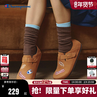 Champion冠军勃肯鞋女25秋冬新款百搭平底单鞋时尚休闲全包拖鞋男