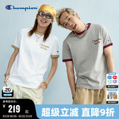 撞色拼接夏季 新款 T恤刺绣纯棉圆领 春季 Champion冠军情侣短袖