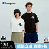 简约休闲风纯棉毛巾绣T恤女宽松 新款 Champion冠军短袖 男2026春季