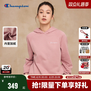 休闲印花上衣秋季 插肩袖 新款 Champion冠军连帽加绒卫衣女2025冬季