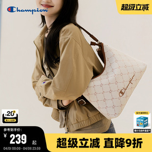 Champion冠军单肩包2026春季 女老花腋下hobo包复古通勤斜挎包 新款