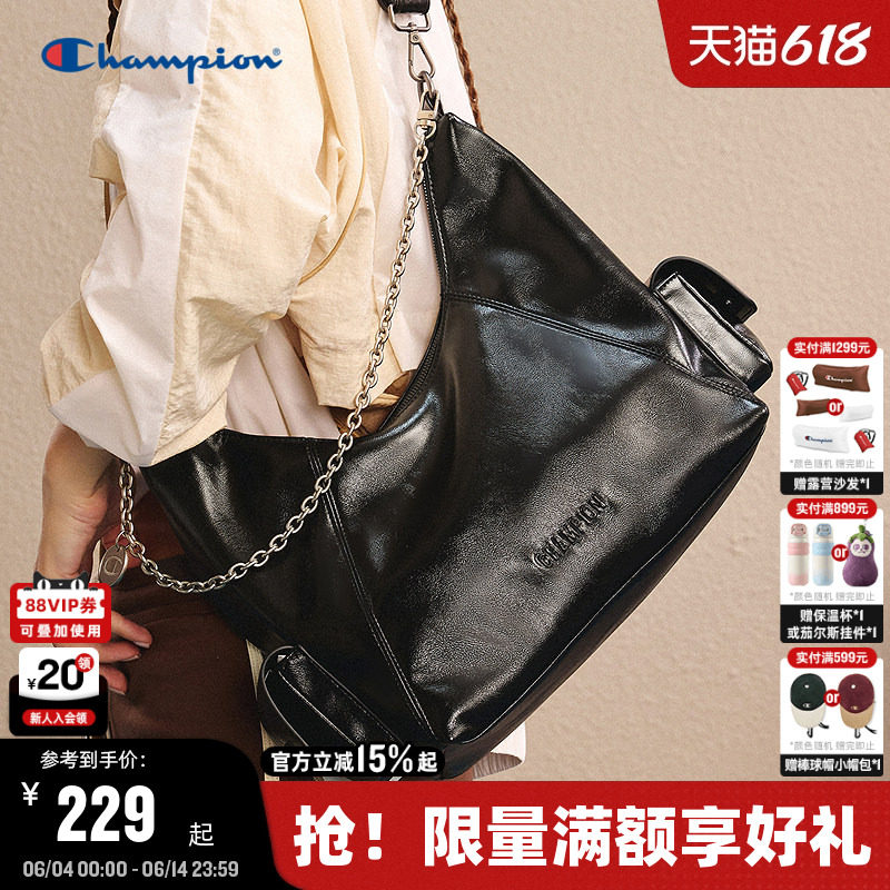 Champion冠军单肩包26夏季新款女机车包男链条斜挎包大容量背包