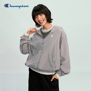 Champion冠军连帽夹克女2026春季新款低饱和休闲运动风短款外套潮