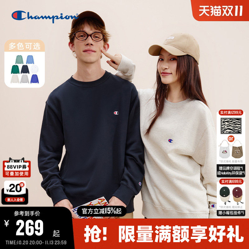 Champion冠军卫衣男26秋季新款刺绣经典小C圆领套头上衣情侣美式
