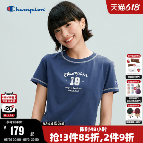 Champion短袖T恤圆领甜美风女款