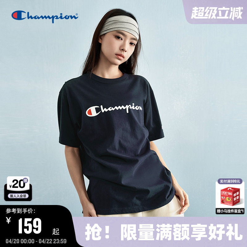 Champion冠军短袖t恤男2026夏季新款潮牌胶印纯棉标语上衣女美式