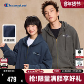 拉链开衫 Champion冠军加绒连帽卫衣男2026春季 新款 水洗做旧风女秋