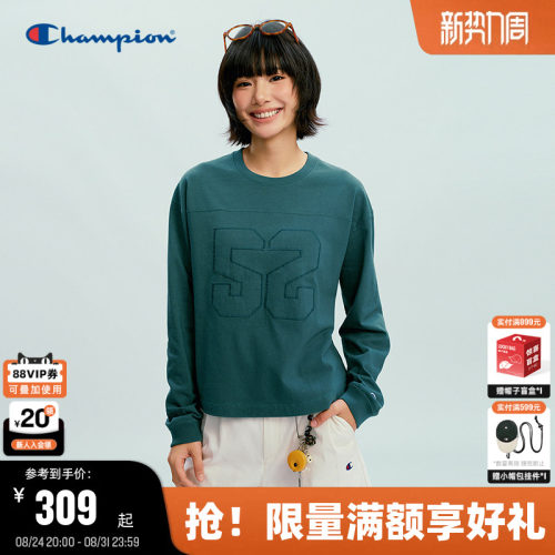 Champion冠军圆领长袖T恤女