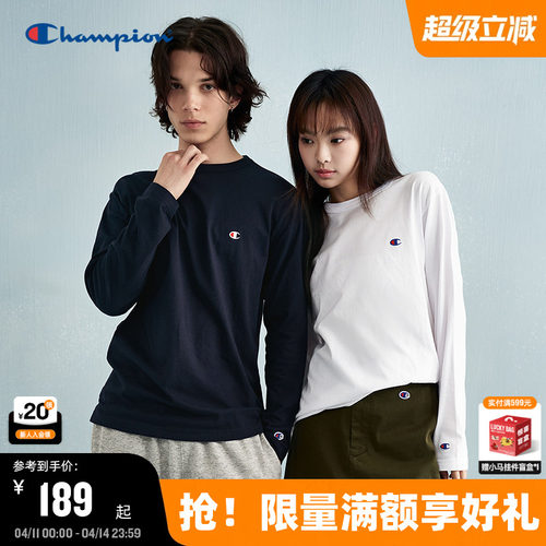 Champion冠军刺绣长袖T恤