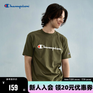 Champion冠軍短袖 膠印草寫LOGO潮圓領(lǐng)t恤標語女潮 新款 男2025夏季