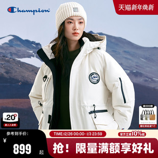潮牌派克服女加厚外套保暖秋季 Champion冠军连帽羽绒服女冬季 新款