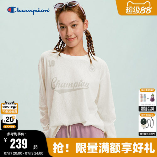 Champion冠军圆领长袖T恤女