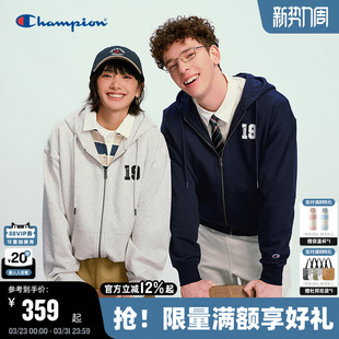 复古潮牌女 拉链外套上衣美式 Champion冠军连帽卫衣男2026春季 新款