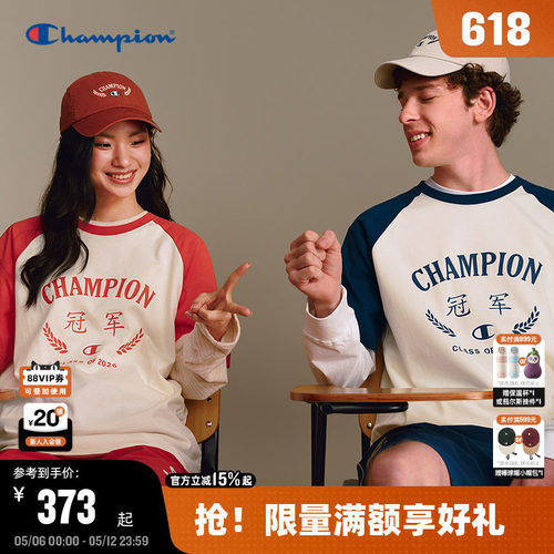 Champion插肩袖纯棉宽松短袖T恤