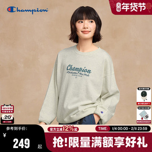 Champion冠军圆领卫衣女2025秋季新款字母logo印花女款卫衣休闲潮