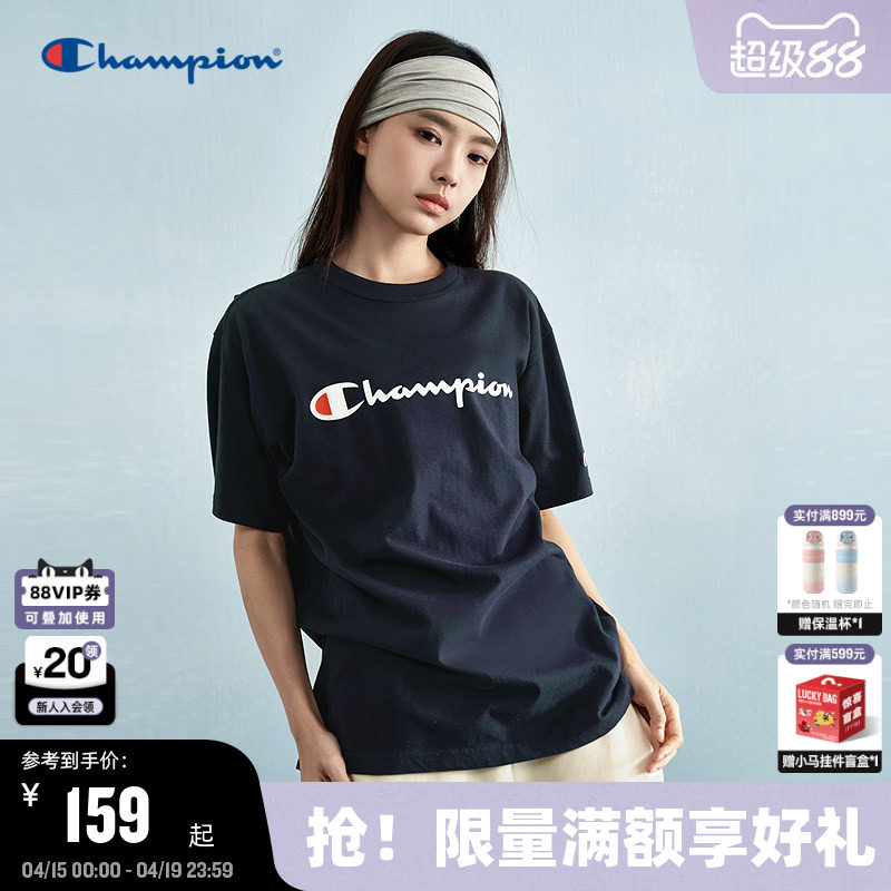 Champion冠军短袖t恤男2026春季新款潮牌胶印纯棉标语上衣女美式