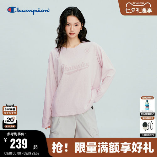 Champion冠军圆领长袖T恤女罩衫