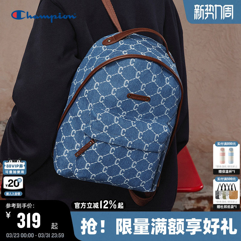 Champion冠军双肩包26春季新款女复古老花背包通勤校园小型书包男