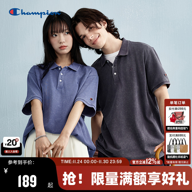 Champion冠军休闲POLO衫短袖情侣