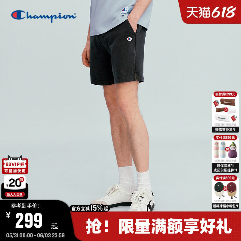 Champion冠军短裤男2026夏季新款运动直筒裤女短款显瘦休闲潮黑色