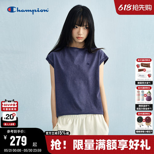 Champion冠军无袖T恤丹宁牛仔风