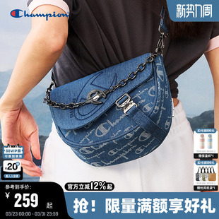 Champion冠军单肩包25秋冬新款 通勤斜挎包 丹宁老花马鞍包男女时尚