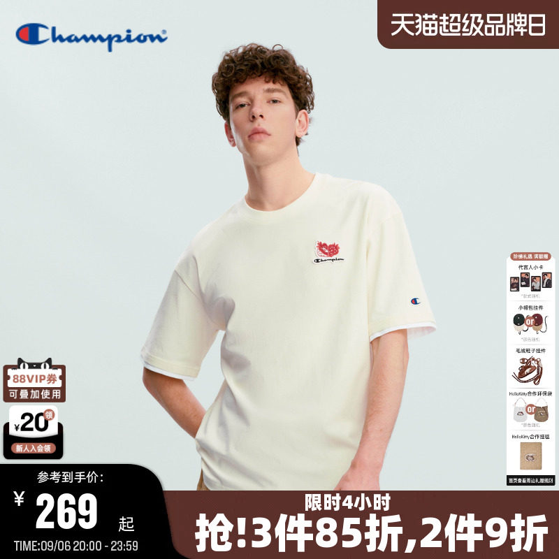 Champion情侣款纯棉休闲短袖T恤图片