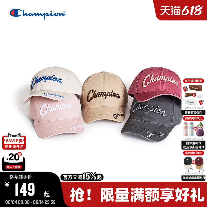 Champion冠军棒球帽2026夏季新款女时尚红色鸭舌帽男休闲运动帽