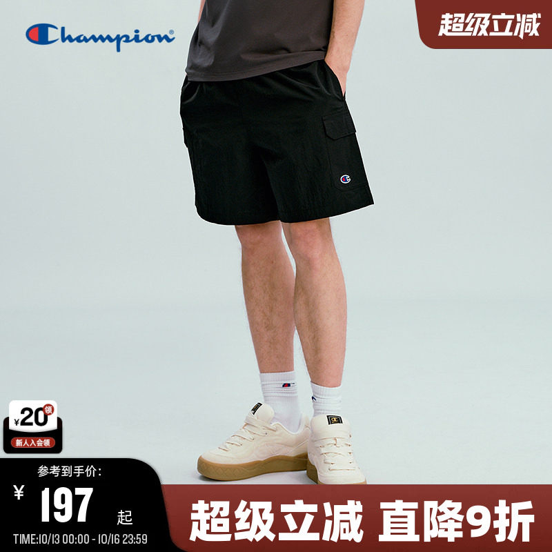 Champion冠军短裤男2026夏季新款工装风抽绳休闲直筒裤女美式潮牌