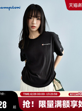 Champion冠军短袖男2025夏季新款圆领T恤印花logo潮牌女圆领刺绣