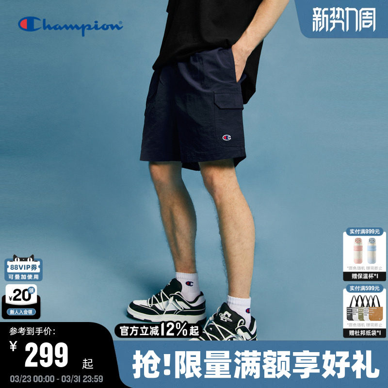 Champion冠军短裤男夏季2025新款工装裤美式夏季休闲裤运动裤黑色