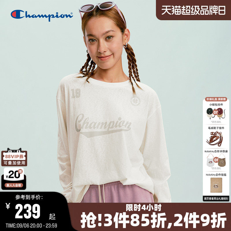 Champion冠军圆领长袖T恤女图片