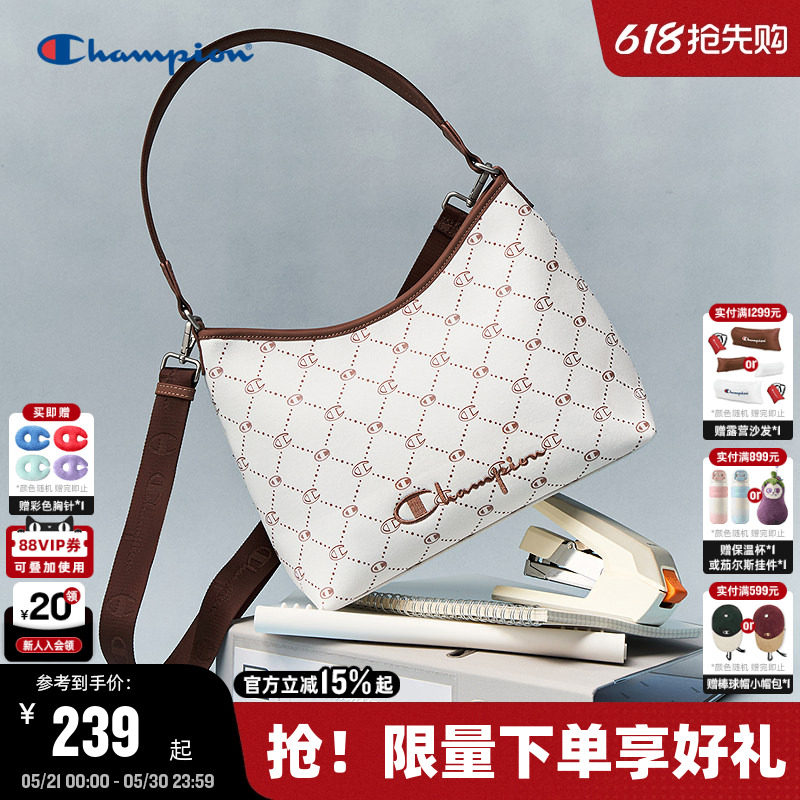 Champion冠军单肩包2026夏季新款女老花腋下hobo包复古通勤斜挎包