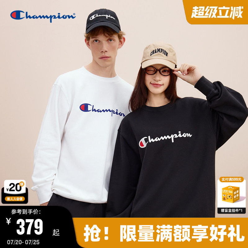 Champion冠军情侣卫衣男春秋款圆领上衣女美式纯棉潮流运动潮牌