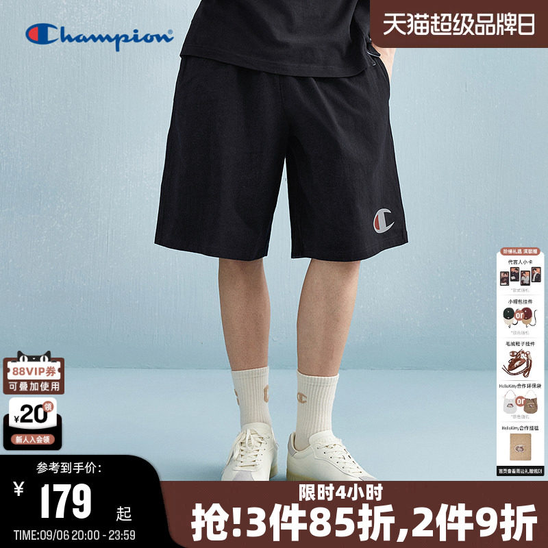 Champion冠军纯棉抽绳胶印短裤男图片