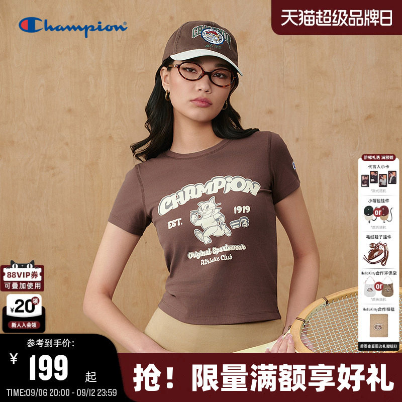 Champion冠军美式复古女款短袖图片