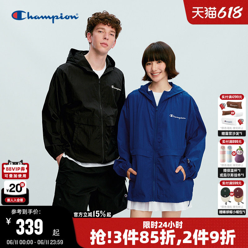 Champion冠军夹克男2026春季新款连帽轻薄外套女休闲户外风美式潮