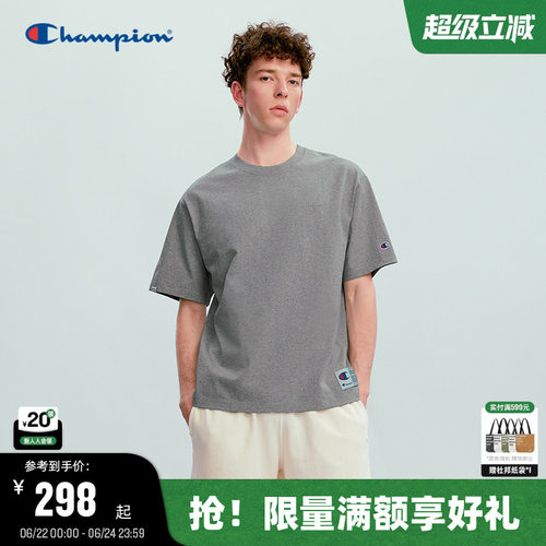 Champion短袖T恤简约纯色情侣款