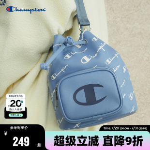 Champion冠军单肩包2024秋季 复古老花水桶包挎包小肩包女老花 新款