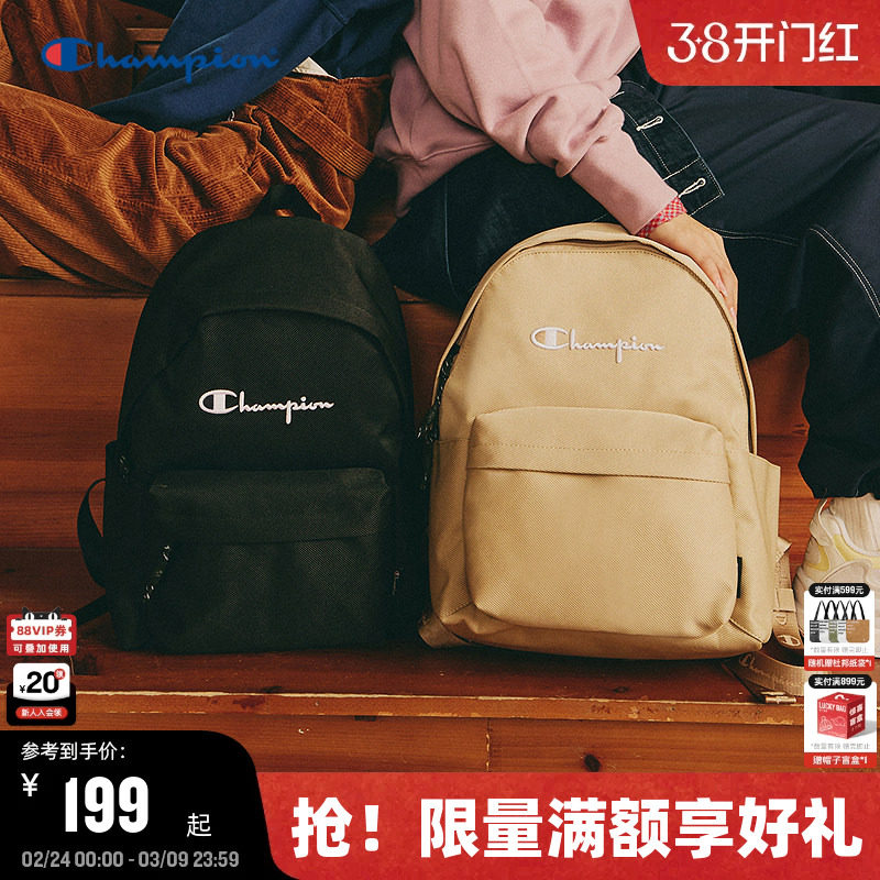 Champion冠军双肩包春季女时尚背包大容量书包男旅行包运动包字母