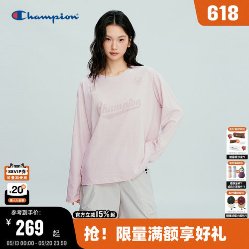 Champion冠军圆领长袖T恤女罩衫