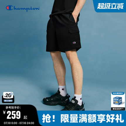 Champion冠军短裤男夏季2026夏季新款工装裤美式夏季休闲运动裤黑