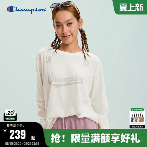 Champion冠军圆领长袖T恤女