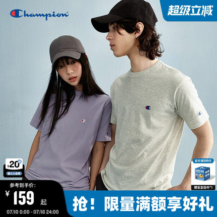 Champion冠军T恤纯棉情侣2026夏季新款男刺绣小C短袖显瘦美式潮牌