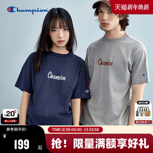 正肩情侣T恤美式 Champion冠军短袖 个性 新款 复古风宽松 男2025夏季